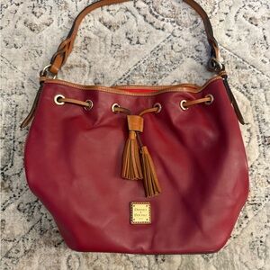Dooney & Bourke Red and Tan Leather Shoulder Bag